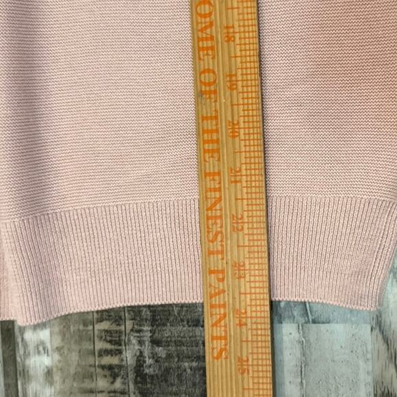 Quince Lightweight Organic Cotton Cashmere Link-Stitch Dolman Sweater Pink Large - Picture 7 of 7